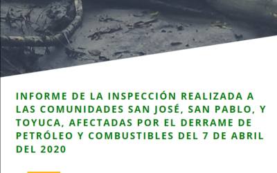 INFORME DE LA INSPECCIÓN REALIZADA A LAS COMUNIDADES SAN JOSÉ, SAN PABLO, Y TOYUCA, AFECTADAS POR EL DERRAME DE PETRÓLEO Y COMBUSTIBLES DEL 7 DE ABRIL DEL 2020.