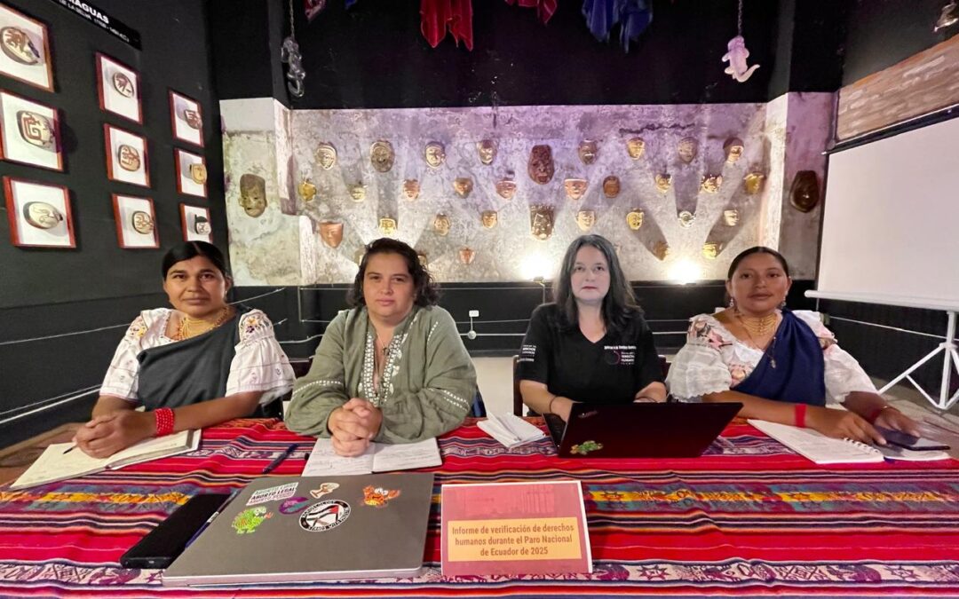 Rueda de prensa de la presentación del informe de verificación de derechos humanos durante el Paro Nacional de Ecuador de 2025